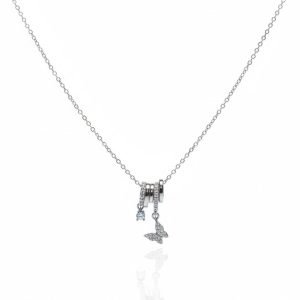 Butterfly charm necklace in silver