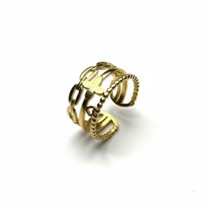 Golden flora stack ring