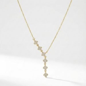 Pavé flower drop necklace