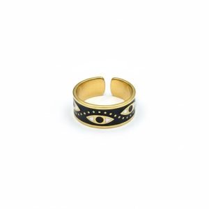 Black enamel eye ring