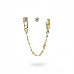 Pin drop chain earrings set (3pcs)
