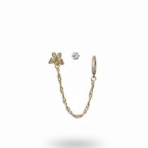 Butterfly drop chain earrings set (3pcs)