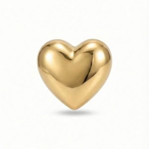 Puffy golden heart earring