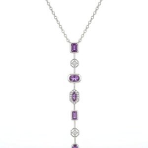 Dark purple Colorful Drop Necklace In Silver