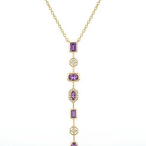 Dark purple Colorful Drop Necklace In Gold