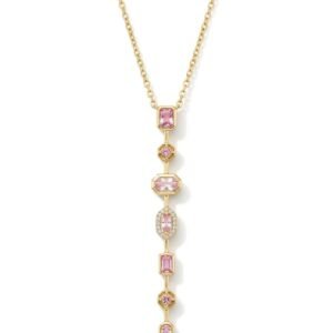 pinkish Colorful Drop Necklace In Gold
