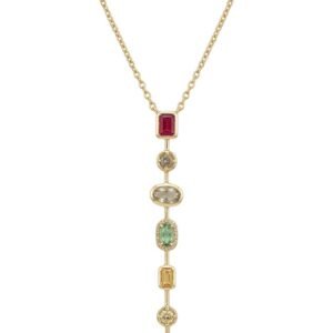 Redish Colorful Drop Necklace In Gold