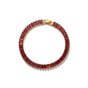 Gold Baguette-cut tennis bracelet in Red